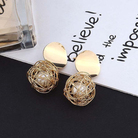 Classy Pearl Cage Foiled - Earring
