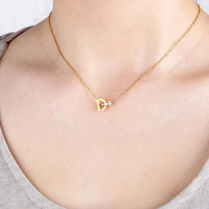 D Letter Hanging Circle Pendant - Necklace