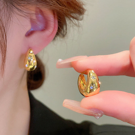 Diamond & Foiled Gold - Earring