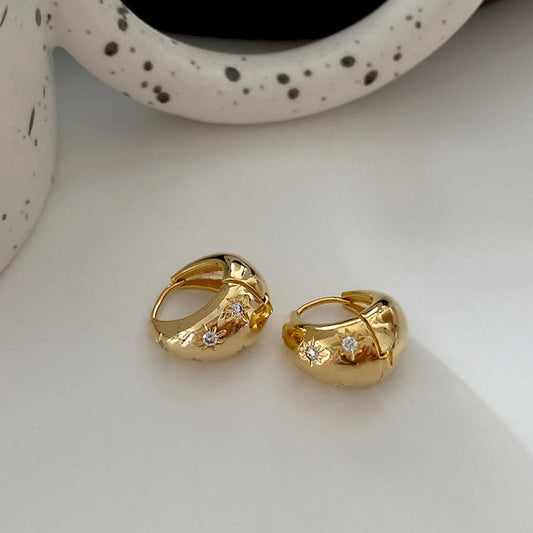 Diamond & Foiled Gold - Earring