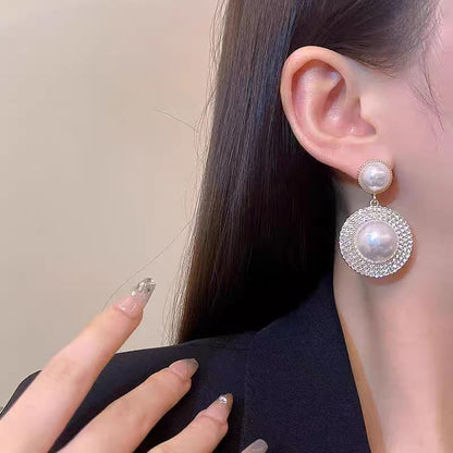 Faux Pearl Sparkling Earrings