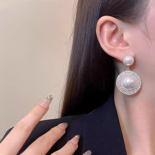 Faux Pearl Sparkling Earrings