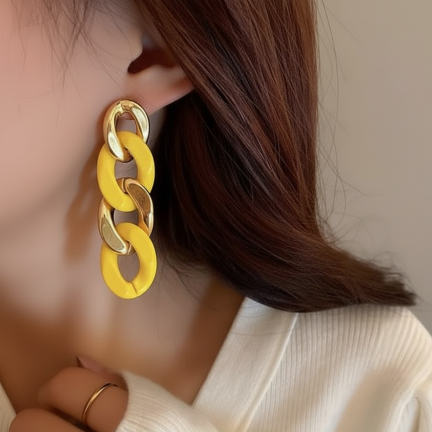 Acrylic Chain Drop - Earrings