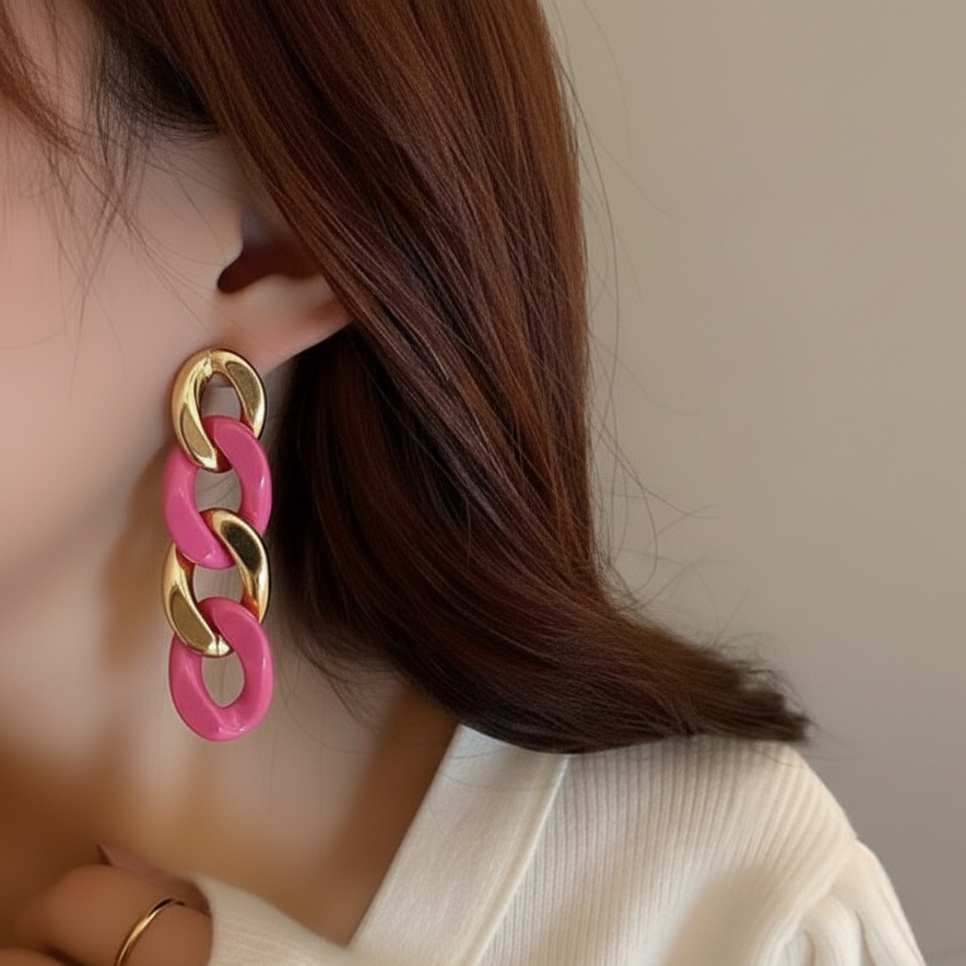 Acrylic Chain Drop - Earrings