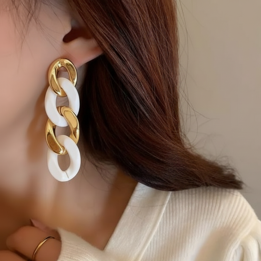 Acrylic Chain Drop - Earrings