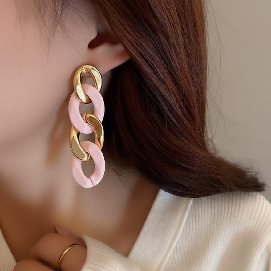 Acrylic Chain Drop - Earrings