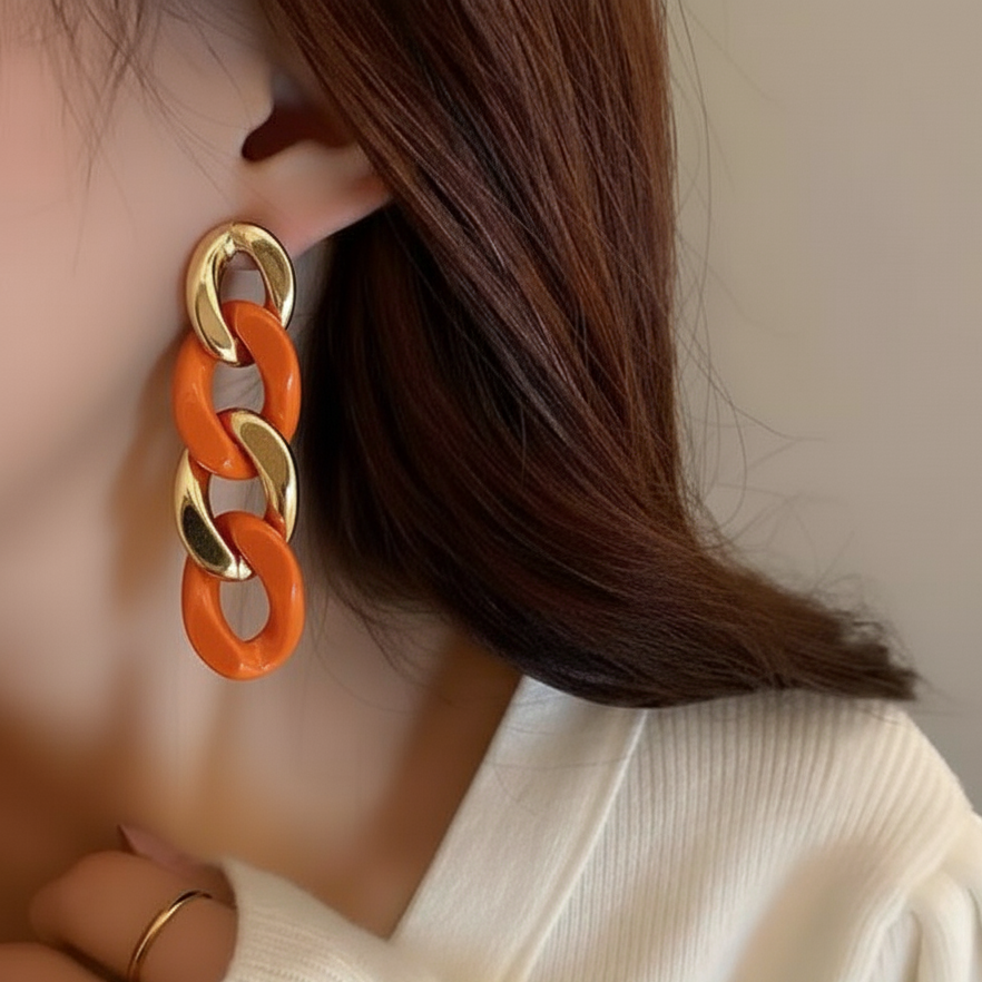 Acrylic Chain Drop - Earrings