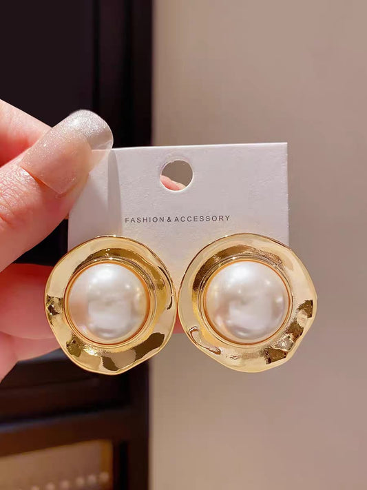 Golden Pearl Stud -  Earrings