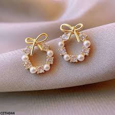 Pearl Bow Tops Pair - Earrings