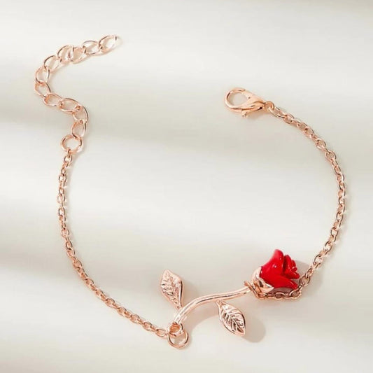 Rose Gold Rose Flower - Bracelet