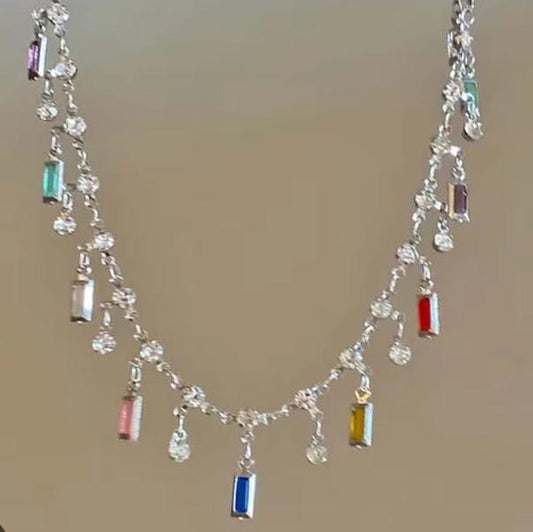 Tassel Rainbow Zircon - Necklace