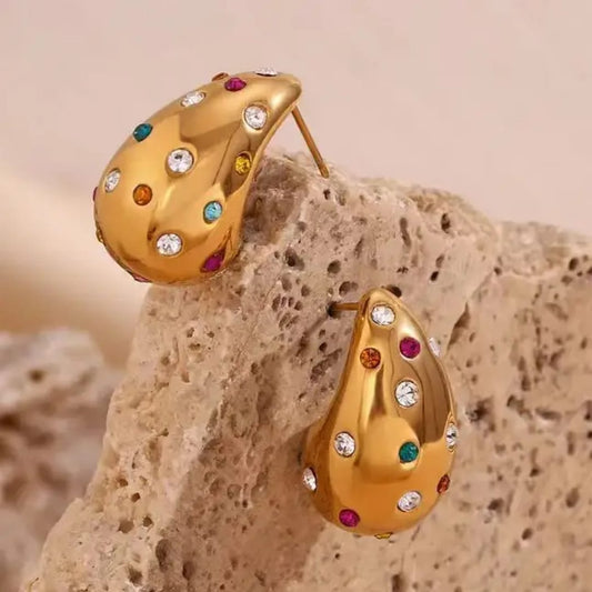 Colorful Zircon Water Drop - Earrings