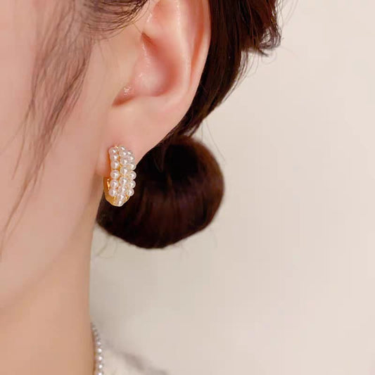 Gold Half Pearl - Earrings