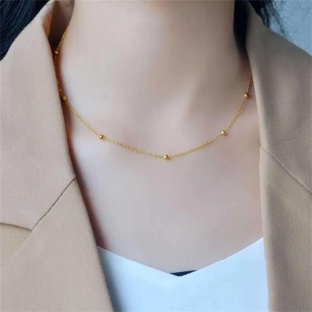 Minimalist Gold beaded - Necklace