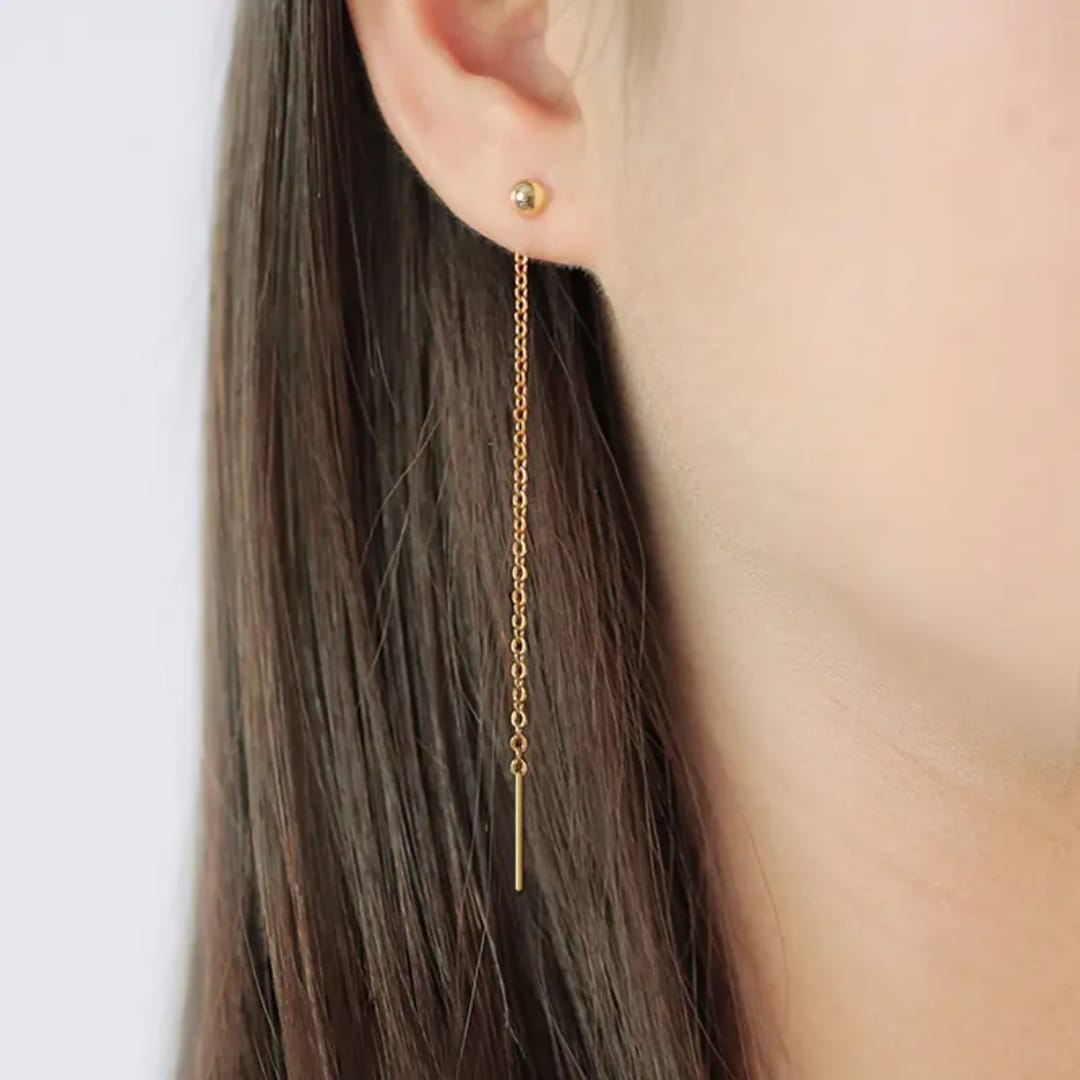 Sterling Ball Ear Threader - Earrings