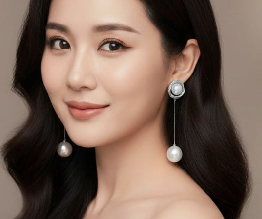 Round Pearl Drop -Earring
