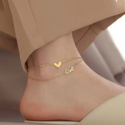 Double Layer Love Heart - Anklet