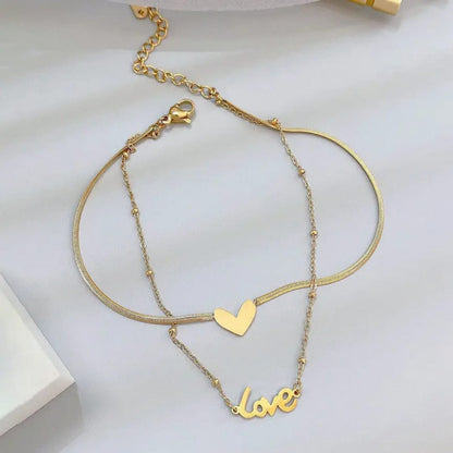 Double Layer Love Heart - Anklet
