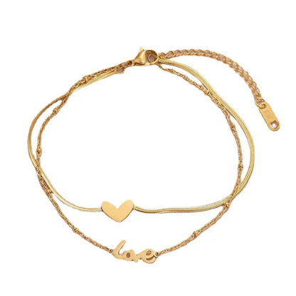 Double Layer Love Heart - Anklet