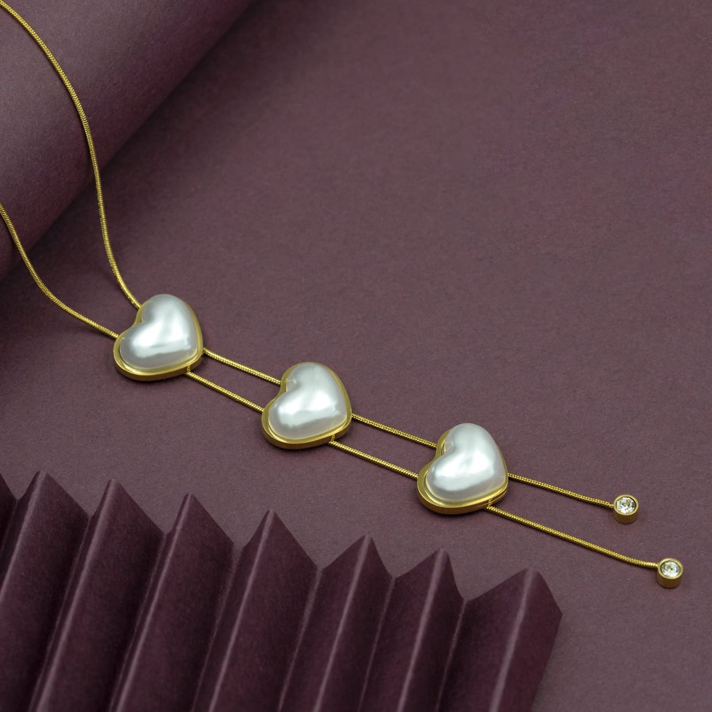 Triple Heart Drop - Necklace