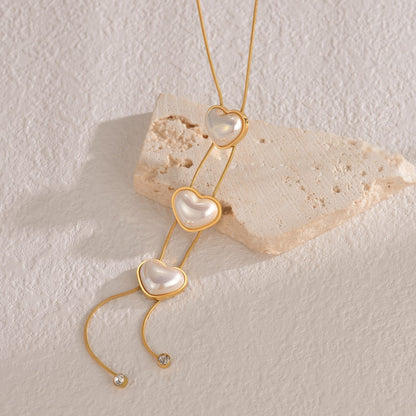 Triple Heart Drop - Necklace
