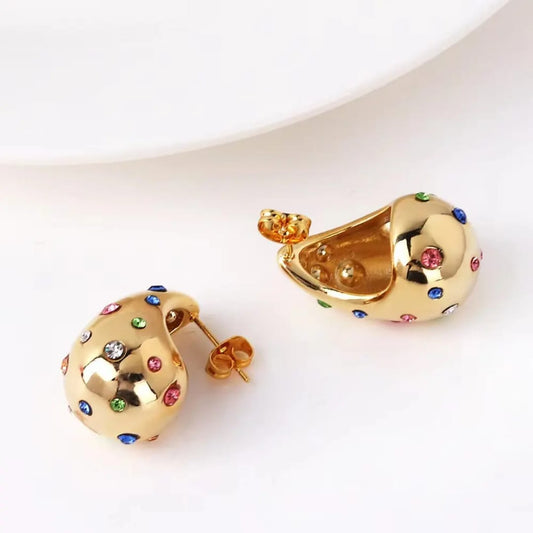 Colorful Zircon Water Drop - Earrings