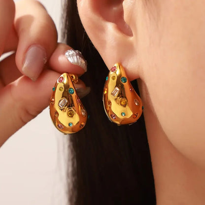 Colorful Zircon Water Drop - Earrings