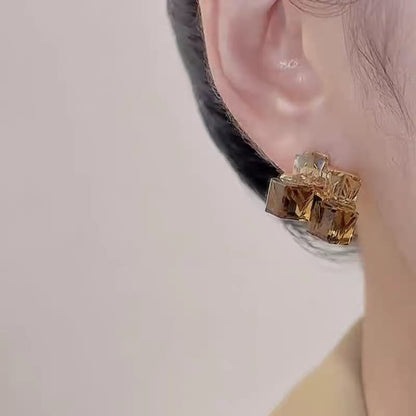 Sparkling Crystal Cube - Earrings