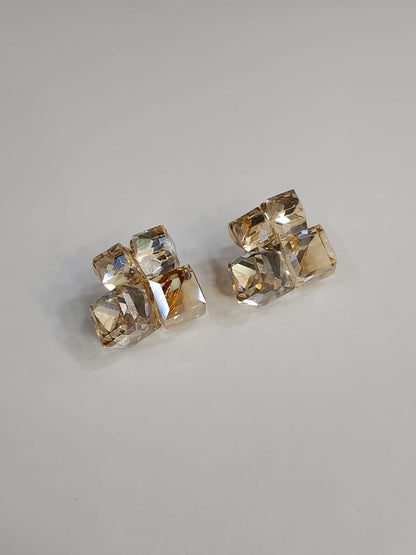 Sparkling Crystal Cube - Earrings