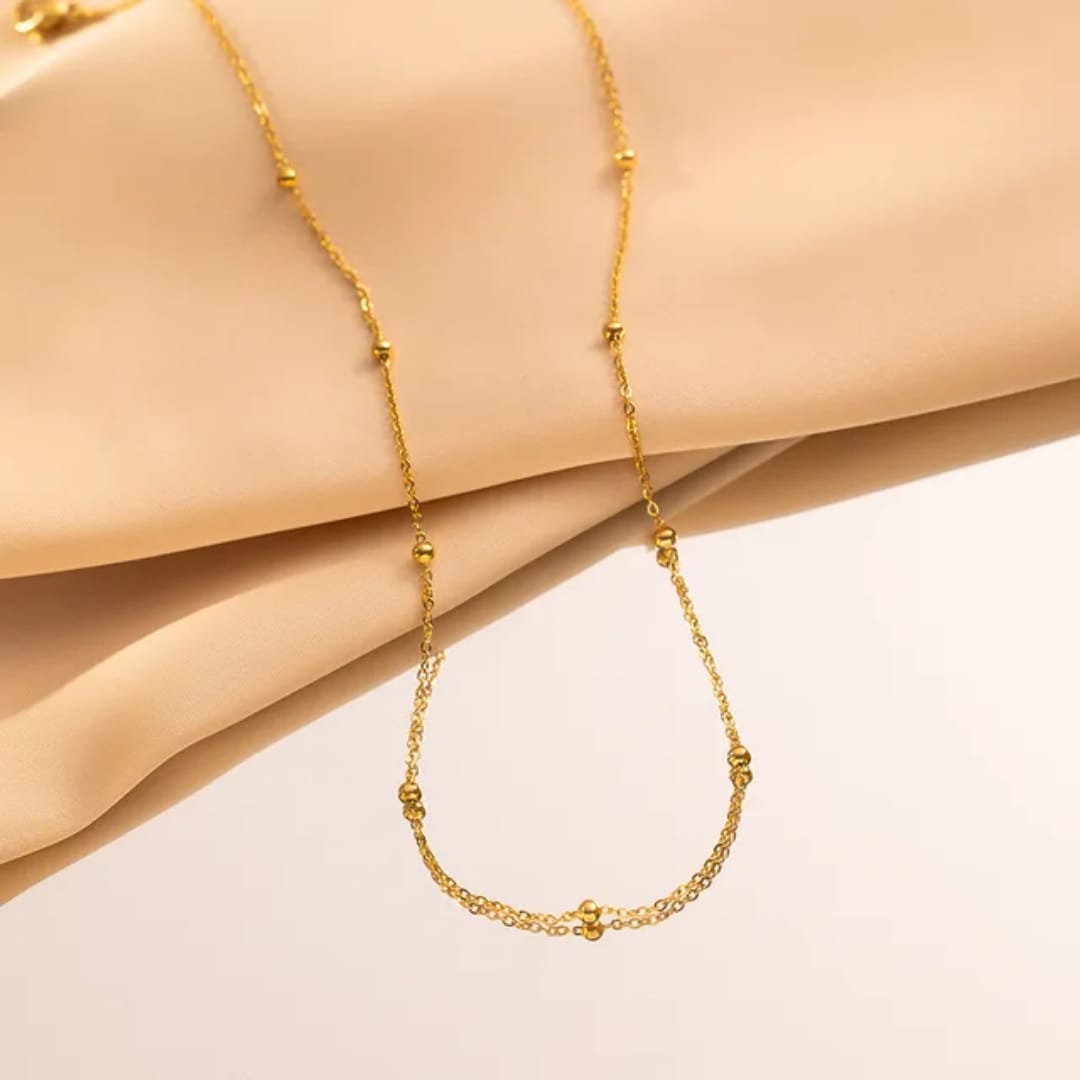 Minimalist Gold beaded - Necklace