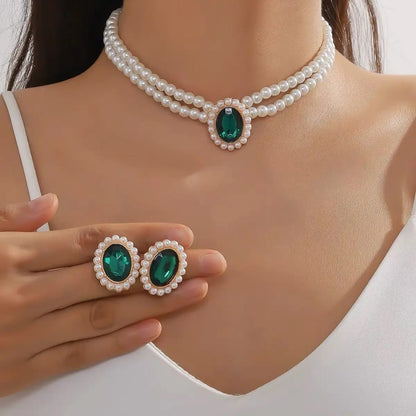Multi layer Round Pearl - Jewelry Set