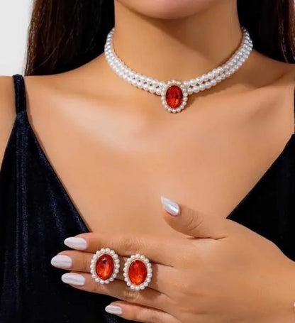 Multi layer Round Pearl - Jewelry Set