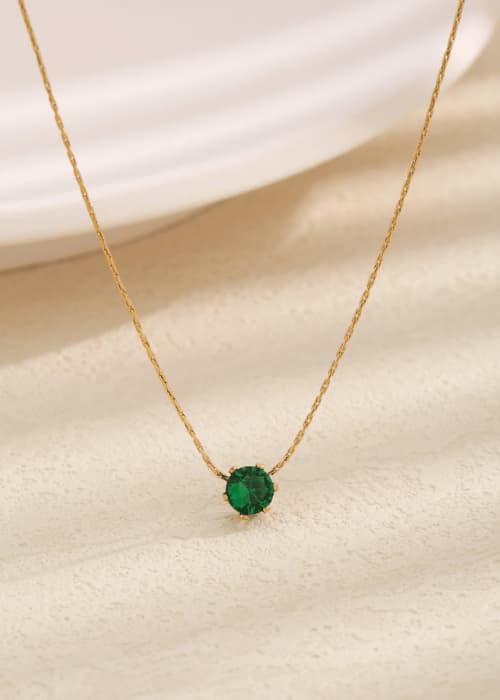 Green Stone Pendant - Necklace