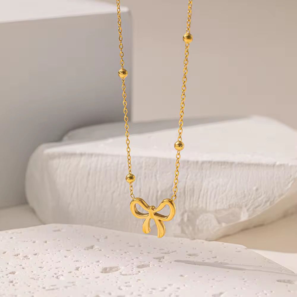 Bow Knot Chain - Necklace, Tarnish free jewelry by the leather jewel