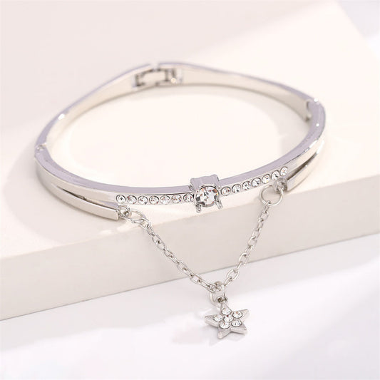 Silver Diamond Star Bangle- Bracelet