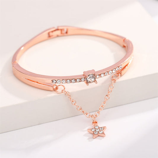Rose Gold Diamond Star Bangle- Bracelet