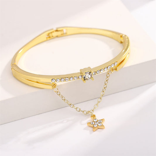 Gold Diamond Star Bangle- Bracelet