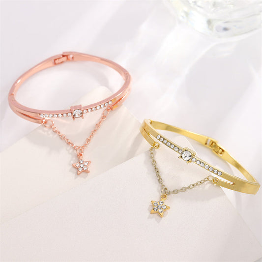 Gold Diamond Star Bangle- Bracelet