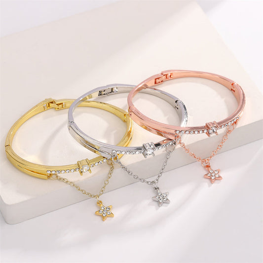 Rose Gold Diamond Star Bangle- Bracelet