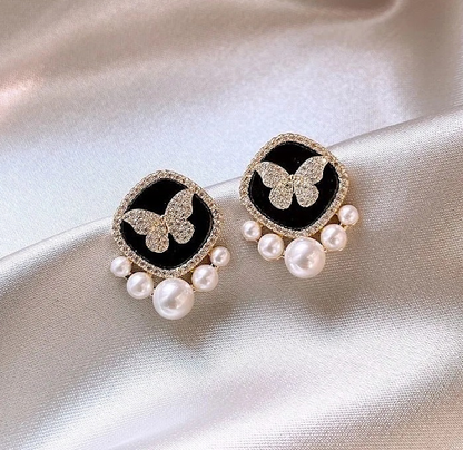 Butterfly Pearl Stud - Earrings, Elegant Affordable Jewelry by The Leather Jewel