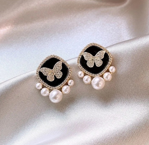 Butterfly Pearl Stud - Earrings, Elegant Affordable Jewelry by The Leather Jewel