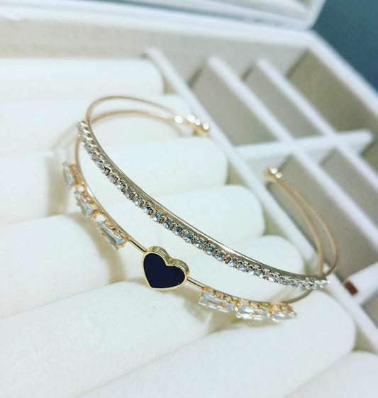 Classy Heart Handcuff Style 5 - Bracelet ,Stylish Everyday Jewelry by The Leather Jewel
