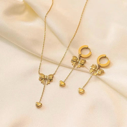 Color Bowknot Heart Drop - Jewelry Set ,Tarnish-Free ,Elegant Affordable Jewelry by The Leather Jewel