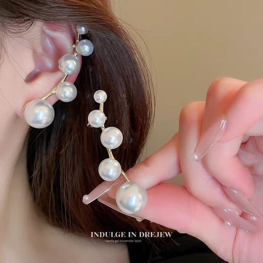 Crystal Pearl Ear Jacket - Earrings ,Elegant Affordable Jewelry by The Leather Jewel