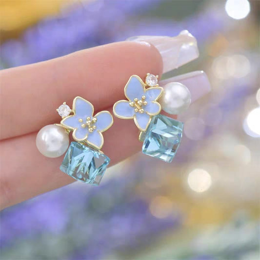 Crystal Sugar Flower Stud - Earrings, Elegant Affordable Jewelry by The Leather Jewel