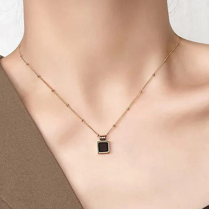Cute Black Square Pendant - Necklace