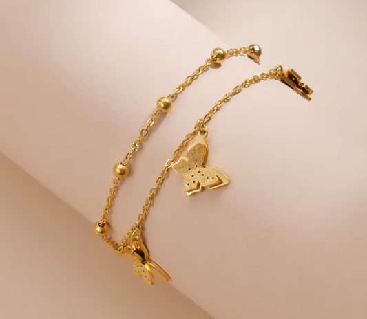 Double Layer Butterfly - Bracelet, Elegant Affordable Jewelry by The Leather Jewel