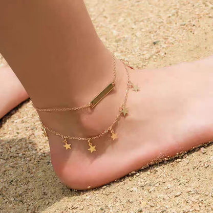 Double Layer Star - Anklet, Stylish Affordable Jewelry by The Leather Jewel