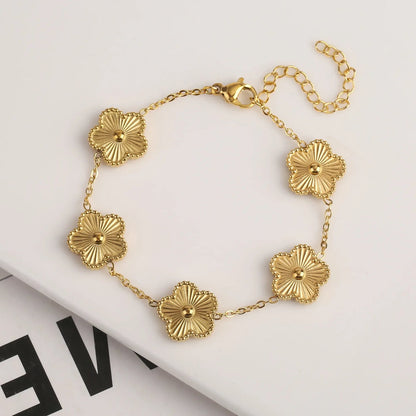Elegant Gold Clover - Bracelet, Tarnish-Free Jewelry by The Leather Jewel, Pakistan