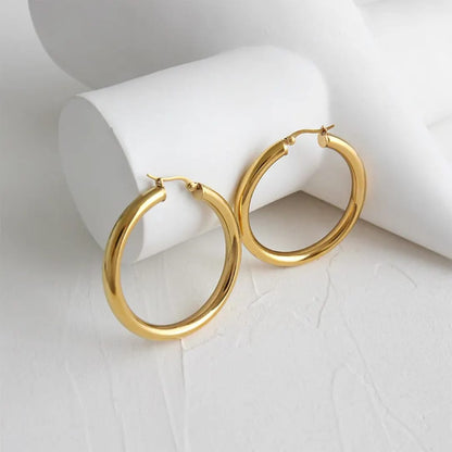 Exquisite Gold Hoop - Earrings, Elegant Affordable Jewelry by The Leather Jewel